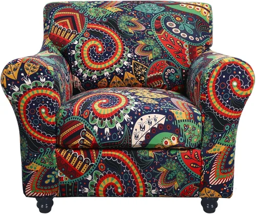 Miniatura 54 de SearchI Funda elástica para sofá con estampado, Fundas para sofá con diseño floral, 2 piezas de funda elástica para sillón con funda de cojín