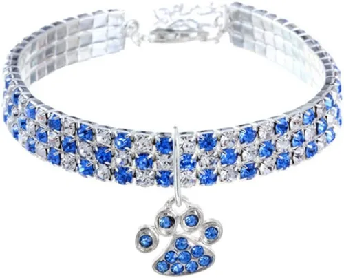 Miniatura 5 de Collar para mascotas con diamantes, colgante de garra de corazón elástico ajustable con diamantes de cristal para boda, gato y perro, collar pequeño