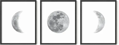 Miniatura 14 de HAUS AND HUES Fases de la Luna - Decoración de pared – Juego de 5 impresiones artísticas de fases lunares, carteles celestiales, 8 x 10 pulgadas sin