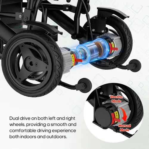 Miniatura 4 de Silla de ruedas eléctrica ligera de 43 libras para adultos, silla de ruedas motorizada plegable para personas mayores, portátil, todo terreno, 15