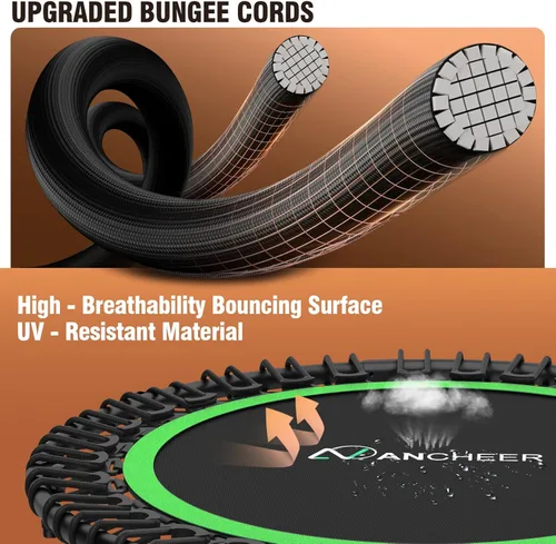 Miniatura 4 de ANCHEER Rebounder Trampoline 40"/48" Bungee Rebounder with 4-Level Adjustable Handle, Max 400-450 LBS Heavy-Duty Fitness Trampoline, Waterproof