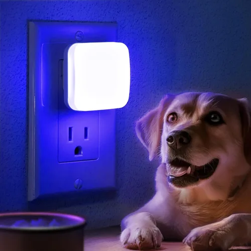Miniatura 8 de Luces de noche azules enchufables en la pared, luces nocturnas con sensor de luz de atardecer a amanecer, luz nocturna cuadrada de 0.3W enchufable