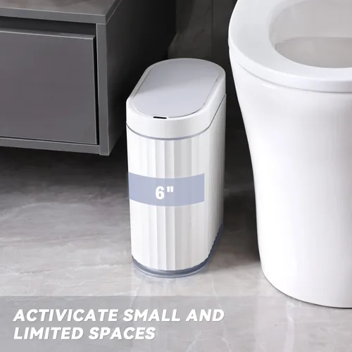 Miniatura 6 de ELPHECO Cubo de basura para baño con sensor de movimiento, cubo de basura automático, cubo de basura inteligente de plástico delgado con tapa