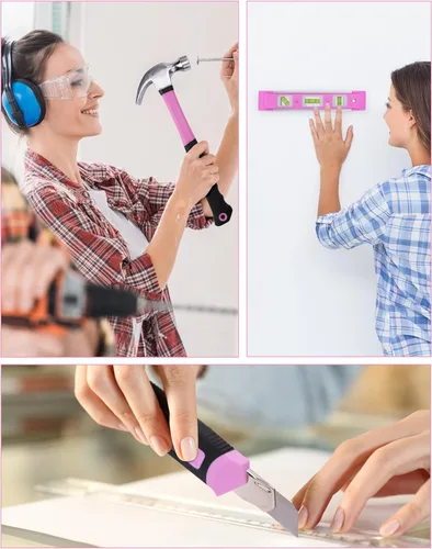 Miniatura 8 de KingTool - Juego de herramientas de 267 piezas - Juego de herramientas rosa con taladro inalámbrico de 21 V, juego de herramientas para mujeres