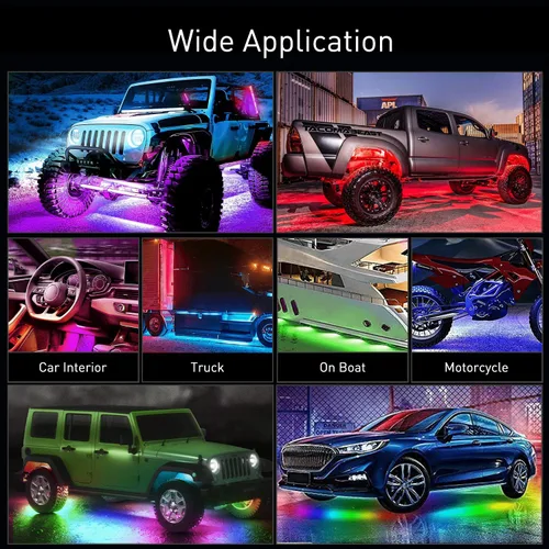 Miniatura 4 de Nilight 6 Piezas Tiras de Luces de Neón de Acento para Bajos del Automóvil 300 LEDs Multicolor RGB-IC DIY Función Activa de Sonido Modo Música