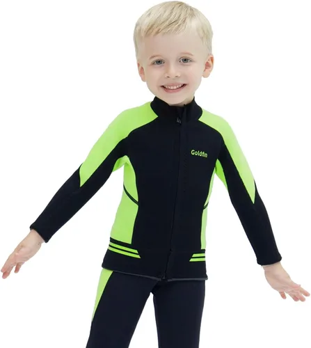 Miniatura 6 de GoldFin Chaquetas de neopreno para niños, 0.079 pulgadas (0.079 in) para niñas y niños, de neopreno, manga larga, para mantener el calor para Azul