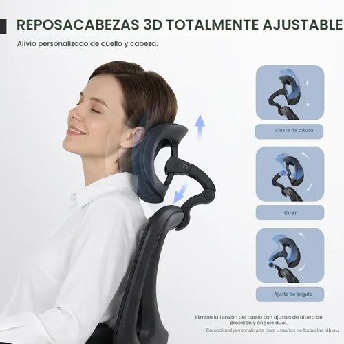 Miniatura 6 de MALOL Silla de oficina ergonómica de malla con reposapiés, silla ejecutiva de escritorio de computadora con respaldo alto con reposacabezas