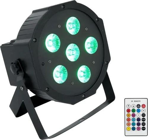 Rockville Luz de lavado DMX recargable RGBWA+UV de batería PAR 61 de 36W, haz de 25 grados, baterías reemplazables, control remoto IR, activada por