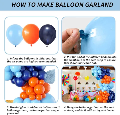 Miniatura 6 de Kit de Arco de Guirnalda de Globos Naranja Azul Kit de Arco de Globos Naranja Azul Marino Kit de Globos de Látex Perla Azul Oscuro Claro Globos