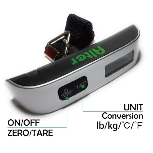 Miniatura 3 de Báscula digital para equipaje 110 libras pintura de goma con sensor de temperatura y función de tara plata batería incluida