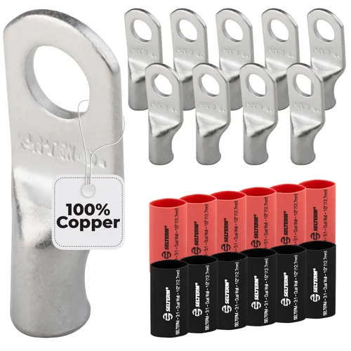 Miniatura 265 de SELTERM 5 piezas terminales de cable de cobre estañado 1/0 AWG perno de 1/2", extremos de cable de batería, terminales de anillo, conectores