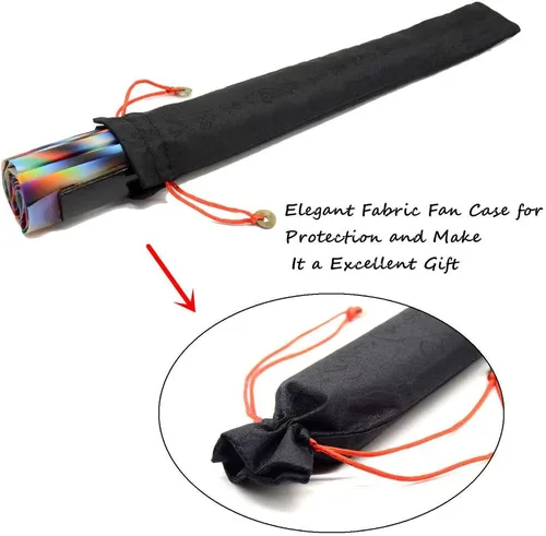 Miniatura 4 de Ventilador de mano plegable grande para mujeres/hombres, chino/japonés con bambú y tela de nailon, ventilador de mano, para actuaciones, Trippy