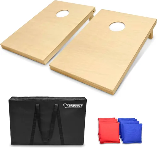 GoSports - Juegos de Cornhole de madera maciza de primera calidad - Elija 4 x 2 pies o 3 x 2 pies - Los juegos de tableros incluyen un juego de 8