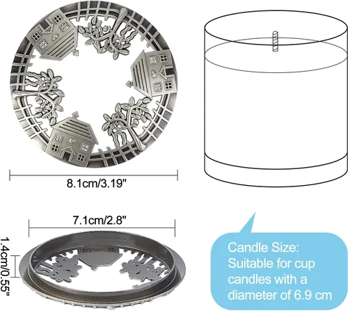 Miniatura 2 de GORGECRAFT Candle Toppers - Cubierta perfumada para velas, tapas de frascos, fundas para regalos, diseño de casa antigua de flores, accesorios