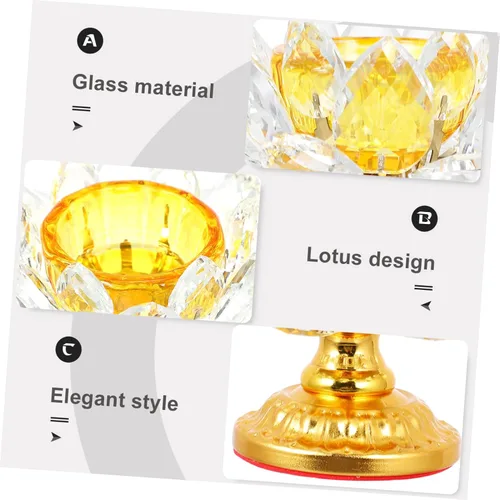 Miniatura 2 de Candelabro de loto de cristal, decoración de terrario, vela de pilar, decoración de vidrio, portavelas votivo, portavelas zen, candelabro decorativo