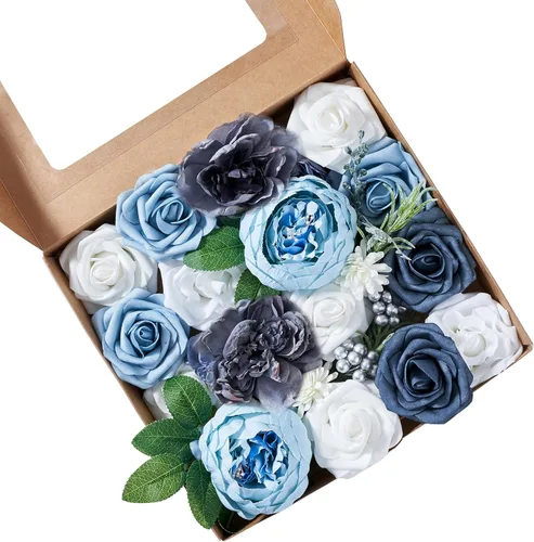Miniatura 8 de Juego de flores artificiales, flores falsas para bricolaje, centros de mesa para bebé, ramo de novia, ramo de boda, arreglos de flores, velas