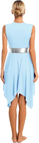 Miniatura 27 de easyforever Vestido de baile sin mangas con bloques de color para mujer, alabanza litúrgica, ropa de baile lírico, vestido de bata de adoración