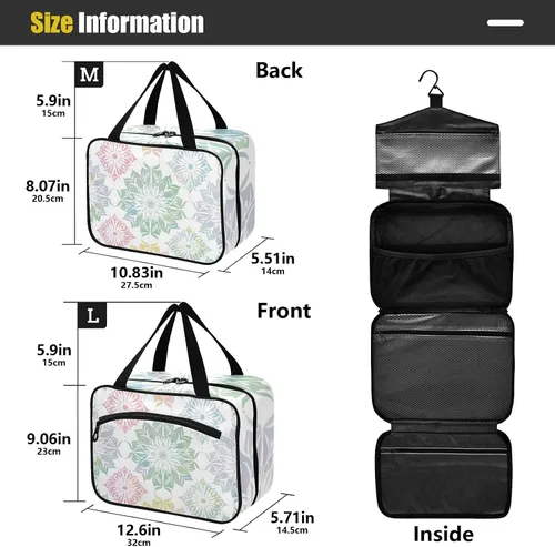 Miniatura 3 de Elegante diseño de mandala de color pastel, bolsas colgantes para viajes con gancho, bolsa de accesorios de diseñador con compartimentos