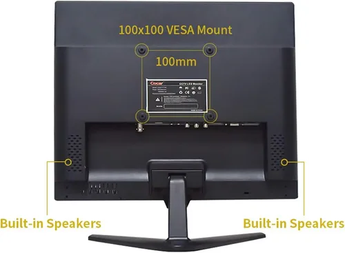 Miniatura 3 de Cocar 15 "CCTV Monitor de Seguridad Monitor Pantalla BNC VGA HDMI Pantalla LCD para Sistemas de Seguridad en el Hogar Cámara de Vigilancia STB