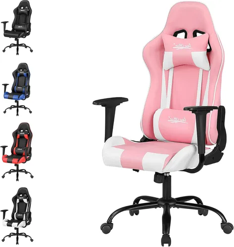 Miniatura 10 de Silla para videojuegos, silla de videojuegos, silla de juegos de computadora barata, silla de juegos de piel sintética, respaldo alto, silla Negro