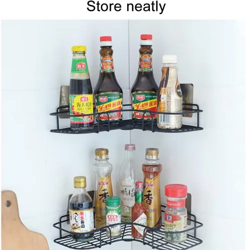 Miniatura 5 de Pilarmuture 1 estante moderno de esquina de hierro negro para ducha, fuerte y duradero, sin taladro, estante de ducha montado en la pared para baño