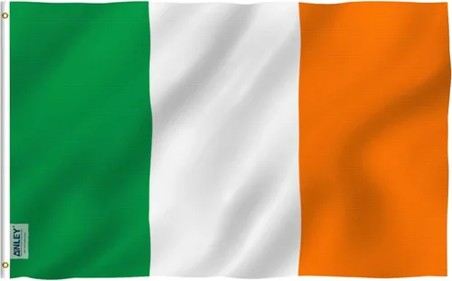 Anley Fly Breeze - Bandera de Irlanda de 3 x 5 pies, color vivo y a prueba de decoloración, cabecera de lona y doble costura, banderas nacionales