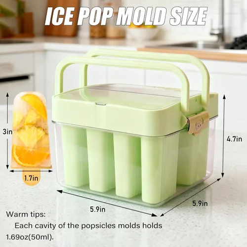 Miniatura 2 de Moldes para paletas con tapa y contenedor, 9 piezas, reutilizables, fáciles de liberar, moldes para paletas caseras, sin olor, sin bisfenol A 8