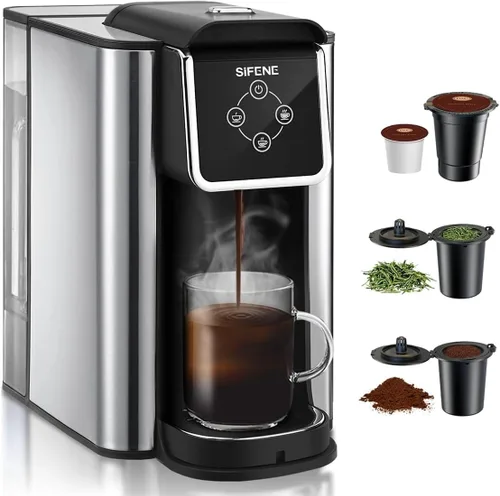 Miniatura 9 de Cafetera de una sola porción 3 en 1, preparación rápida para cápsulas de café, café molido y té suelto, tamaños de taza de 6 a 12 onzas, tanque