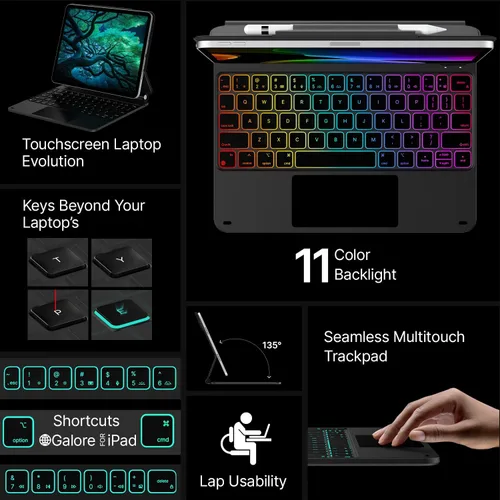 Miniatura 3 de typecase Funda de teclado Edge para iPad de 11ª generación A16 (2025) y 10ª generación de 10.9 pulgadas (2022) - Trackpad multitáctil, teclado