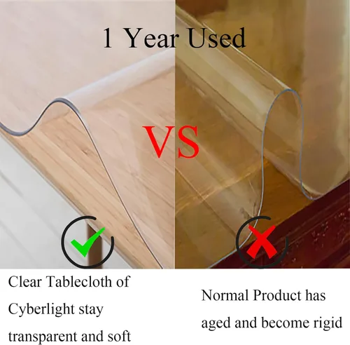 Miniatura 5 de Cyberlight Protector de mesa ovalado transparente de 60 x 90 pulgadas, mantel de vinilo impermeable de plástico transparente para sillas de 4 a 6