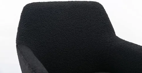 Miniatura 5 de Silla de tocador negra mullida, bonitas sillas de escritorio de piel sintética con patas de metal dorado ajustables en altura ajustable, silla Patas
