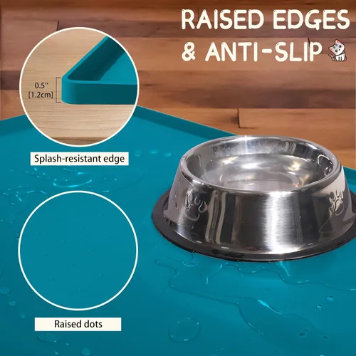 Miniatura 3 de MateeyLife Tapete de silicona para comida para gatos y perros para pisos, impermeable, antideslizante para alimentos y agua, tapete de alimentación