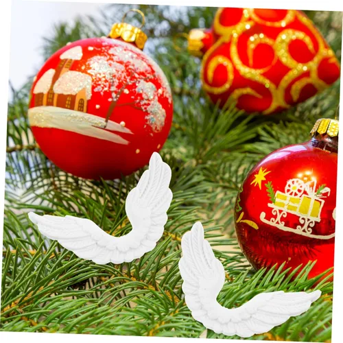 Miniatura 6 de 24 piezas de alas de ángel de plástico adornos de Navidad DIY manualidades accesorios de plástico alas de ángel para manualidades adornos blancos