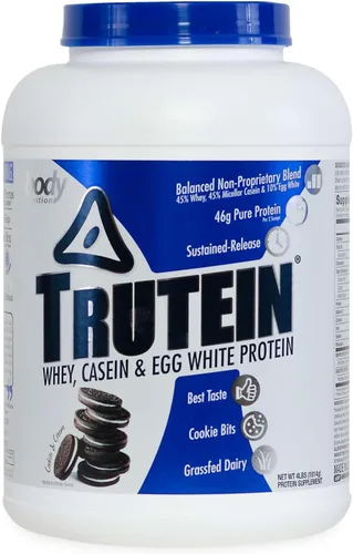 Miniatura 20 de Body Nutrition Trutein Polvo de Proteína Alto: 45% Suero, 45% Caseína, 10% Clara de Huevo, Sin Gluten, Bajo en Sodio, Polvo de Proteína de Suero