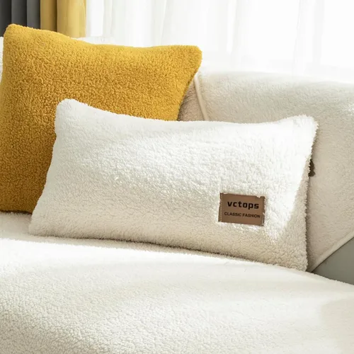 Miniatura 20 de vctops Paquete de 2 fundas de cojín decorativo de forro polar Sherpa de doble cara para sofá, cama y sillón, fundas de cojín de felpa suave y Azul