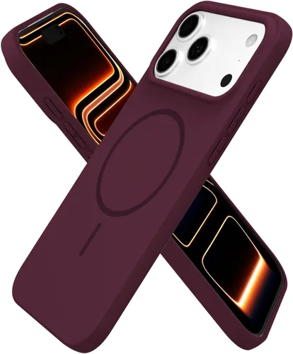 Miniatura 265 de oakxco Funda de silicona Mag Safe para iPhone 17 Pro Max, funda magnética delgada y fina compatible con carga inalámbrica MagSafe, bonita funda Negro