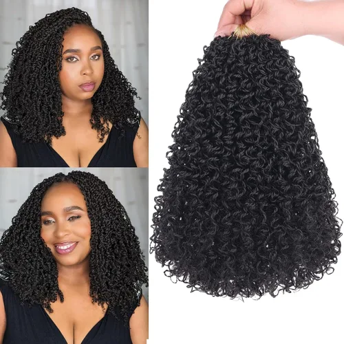 Miniatura 40 de Unionbeauty - Paquete de 8 trenzas de ganchillo Yanky Twist de 6 pulgadas, 8 paquetes, color negro natural, micro Passion Twist, extensiones