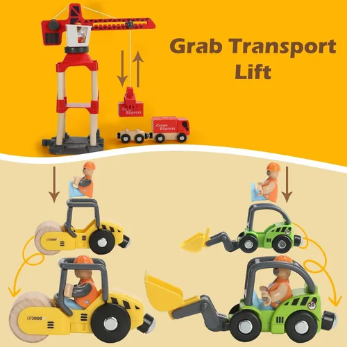Miniatura 3 de Juego de Tren de Madera de 104 Piezas para Niños Pequeños, Trenes Magnéticos con Vía para Niños de 3 a 6 Años, Compatible con las Principales