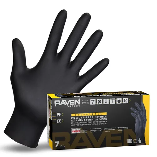 Miniatura 8 de SAS Raven - Guantes desechables de nitrilo sin polvo, 10 cajas/100 unidades de consumo, 1000 guantes en total, 7 mil - sm, sin látex, productos
