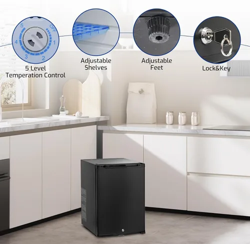 Miniatura 7 de Smad - Refrigerador compacto de 1.4 pies cúbicos, mini refrigerador con cerradura, refrigerador de 12V para vehículos recreativos, refrigerador de 2