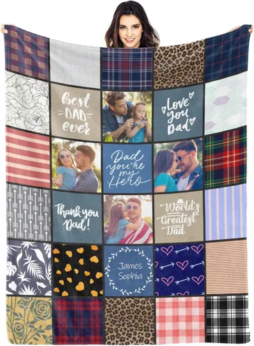 Miniatura 26 de Manta personalizada con fotos y texto para mamá, papá, bebé, familia, amigos, manta personalizada para cumpleaños, Navidad, para mujeres, hermana