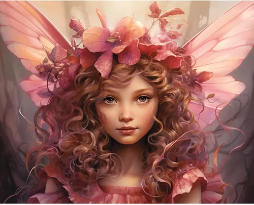 Little Girl Angel - Pintura por números para adultos, corona rosa, pintura al óleo digital, pintura acrílica, kit de pintura de flores de ángel con