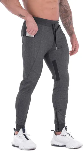 Miniatura 3 de FIRSTGYM Pantalones deportivos para hombre, ajustados, para entrenamiento, malla en el muslo, con bolsillos con cremallera