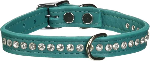 Miniatura 67 de Collar de perro de cuero y cristales de OmniPet Signature, cuero de grano de violeta africana de avestruz, se ajusta a un tamaño de cuello de 6"-8