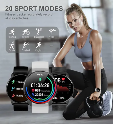 Miniatura 5 de Reloj inteligente para mujeres y hombres, rastreador de llamadas Bluetooth para teléfonos Android e iOS, reloj inteligente impermeable con pantalla