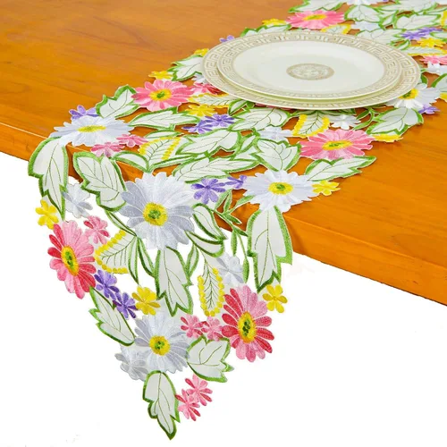 Miniatura 7 de AMARED Spring Daisy - Caminos de mesa bordados con flores para decoración del hogar, 13 x 34 pulgadas
