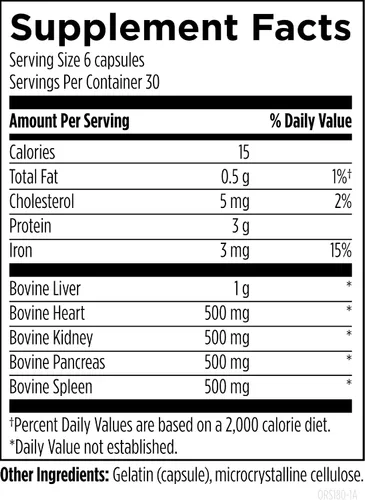 Miniatura 2 de Designs for Health Organ Synergy - Suplementos de órganos bovinos - 100% órganos de carne de res alimentados con pasto con hígado, corazón