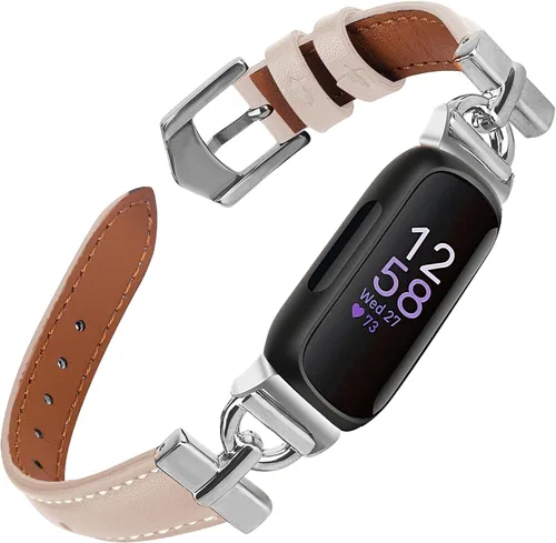 Miniatura 6 de Correas de cuero compatibles con Fitbit Inspire 3, correas de reloj de repuesto en forma de D, pulsera suave para Fitbit Inspire 3 Fitness Tracker