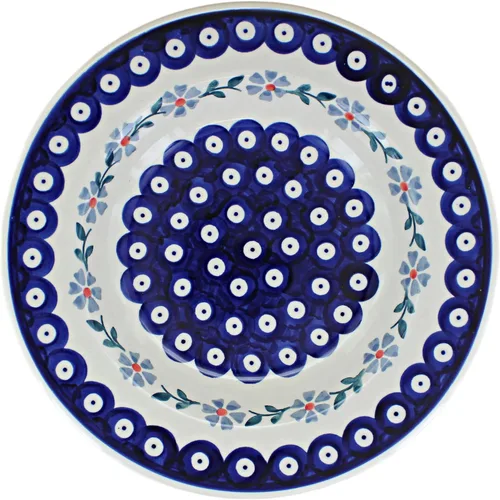 Miniatura 2 de Cerámica polaca de rosa azul – Plato de sopa azul violeta – 9.25 pulgadas de diámetro – Gran cuenco para sopas, ensaladas y pastas