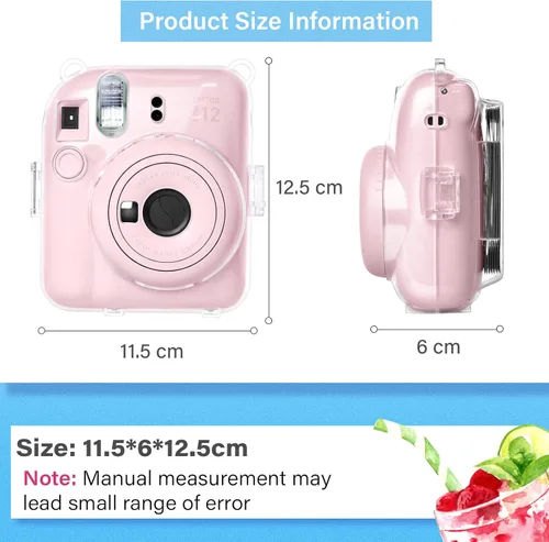 Miniatura 3 de MUZIRI KINOKOO Funda transparente compatible con cámara Instax Mini 12, funda rígida de PVC transparente para Fuji Instax Mini 12 con bolsillo